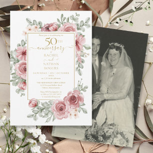 Convite Foto de casamento de aniversário de ouro de 50 ano