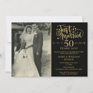 Convite Foto de casamento de Bodas de Ouro de 50 anos