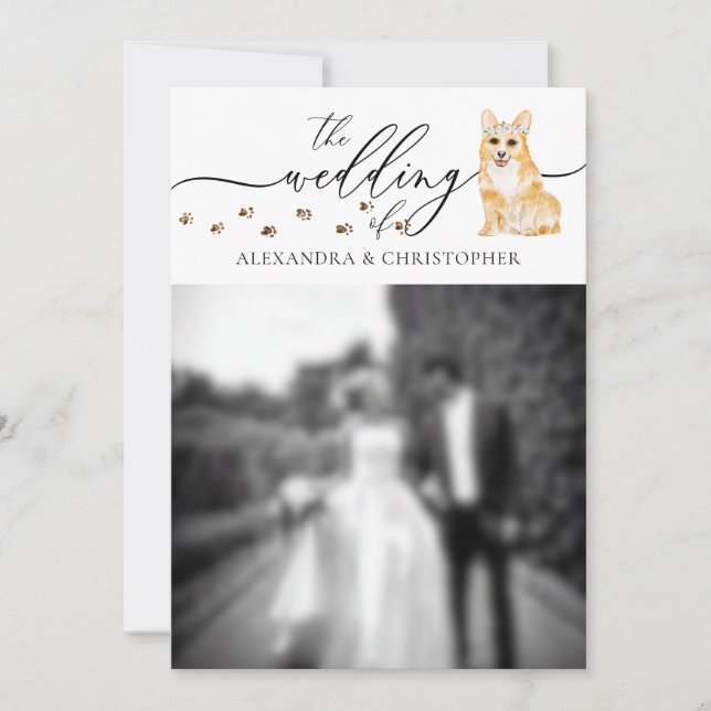 Convite Foto de casamento de cachorrinho Corgi (Frente)