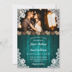 Convite Foto De Casamento De Chás Rústico De Madeira De