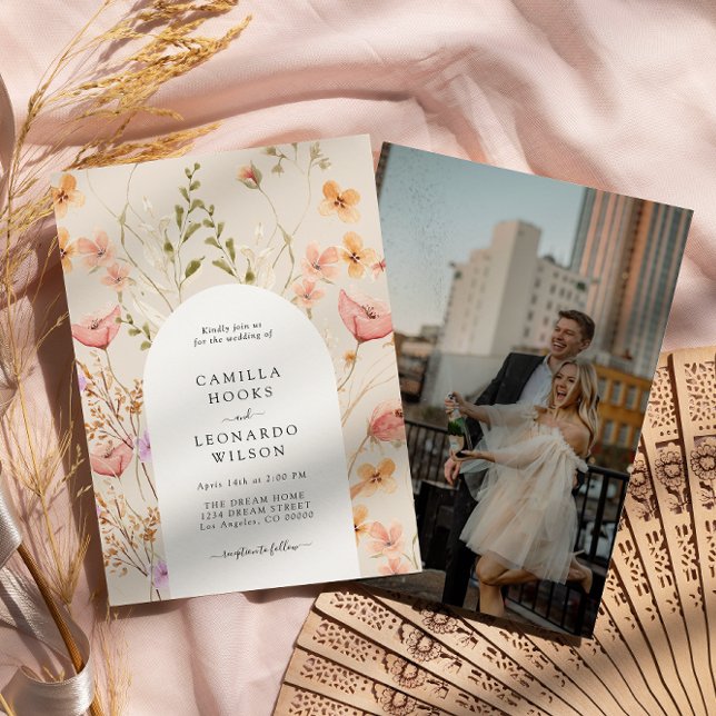 Convite Foto de Casamento de Flor Selvagem Russo de Flor S (Criador carregado)