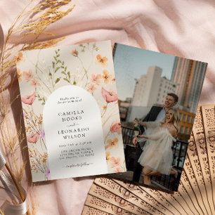 Convite Foto de casamento de flores silvestres rústicas 