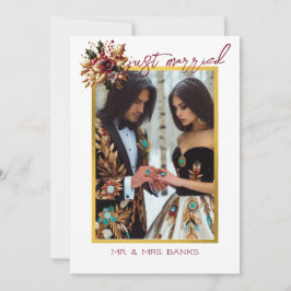 Convite Foto De Casamento De Folha De Ouro Elegante - Obri