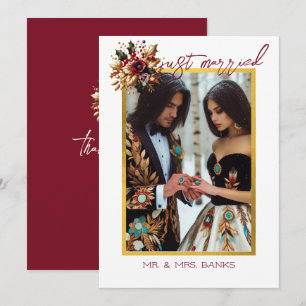 Convite Foto De Casamento De Folha De Ouro Elegante - Obri