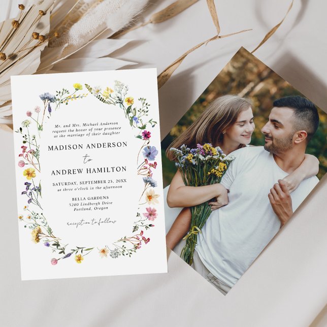 Convite Foto de casamento de prado de flores silvestres el (Criador carregado)