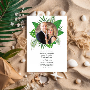 Convite Foto de Casamento de Praia de Verão Tropical