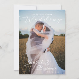 Convite Foto De Casamento De Rosa Chic Elegante