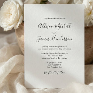 Convite Foto de casamento de script simples minimalista