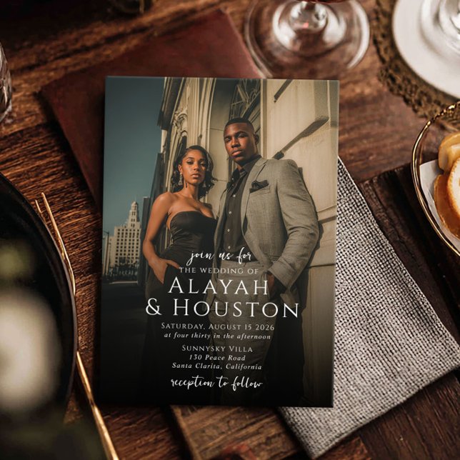 Convite Foto de Casamento de Sobreposição Elegante Moderno (Criador carregado)