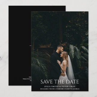 Convite Foto de Casamento de Tipografia Branca Simples Ele