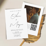 Convite Foto de Casamento de Tipografia Minimalista Simple<br><div class="desc">Simples Convite de Foto para Casamento de Tipografia Minimalista com Código QR no verso.</div>