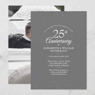 Convite Foto de casamento do 25º aniversário com prata Sta