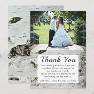 Convite Foto De Casamento Do Latido Rustic Birch Obrigado