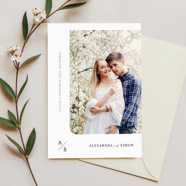 Convite Foto de Casamento do Monograma do Script Elegante (Criador carregado)