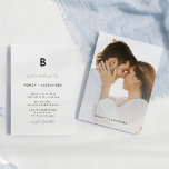 Convite Foto de Casamento do Monograma do Script Moderno B<br><div class="desc">Apresentando nosso design de Convite Fotográfico Monograma de Monograma de Script Moderno Branco, onde o minimalismo moderno encontra a arte da caligrafia. Esta estética curada traz um ar de sofisticação para o seu dia especial - com uma reviravolta de feitiço, charme casual. A combinação de uma simples tipografia com uma...</div>