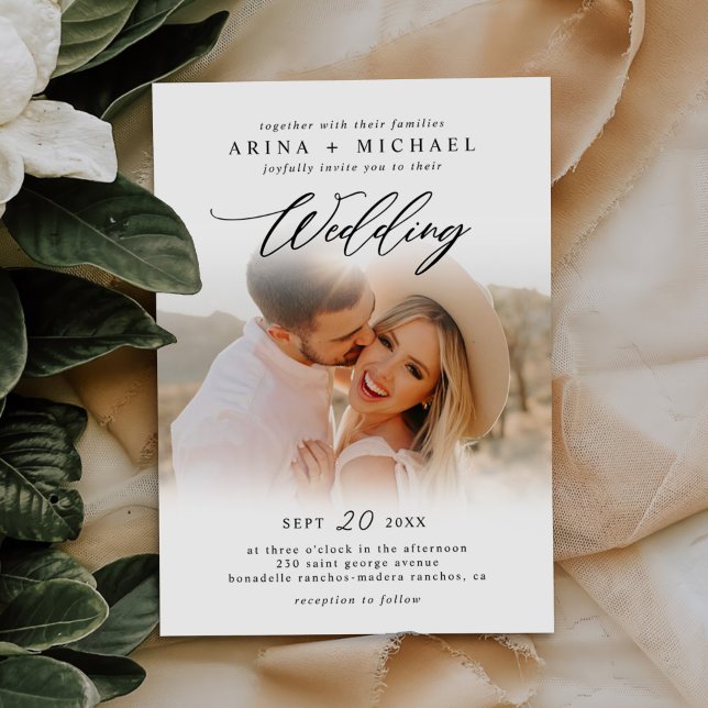 Convite Foto de casamento do Na moda Moderno Boho (Criador carregado)