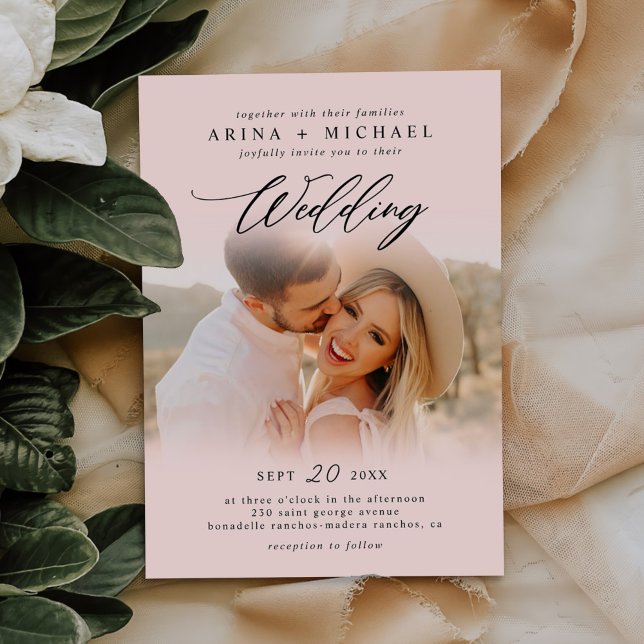 Convite Foto de casamento do Na moda Moderno Boho (Criador carregado)