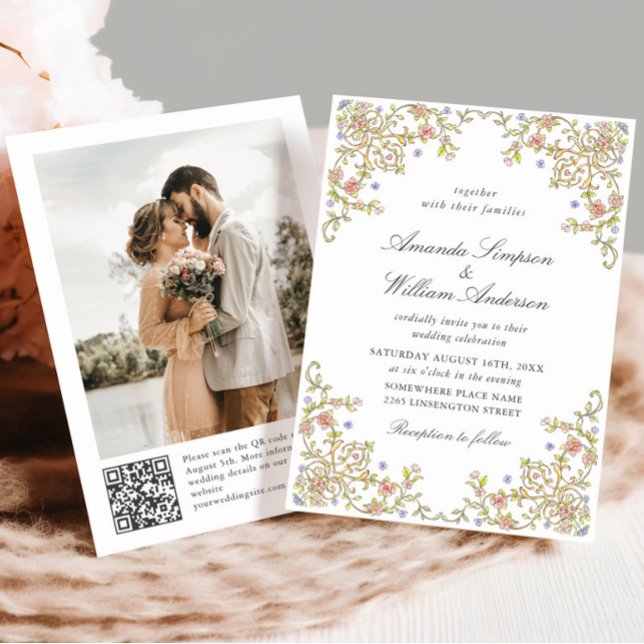 Convite Foto de casamento do Ornamentado vitoriano Grace F (Criador carregado)