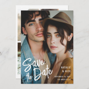 Convite Foto de Casamento do Script de Pincel Moderno 3 Sa