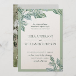 Convite Foto De Casamento Elegante Da Mint Botanical