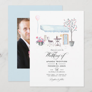 Convite Foto de casamento em aquarela em Paris