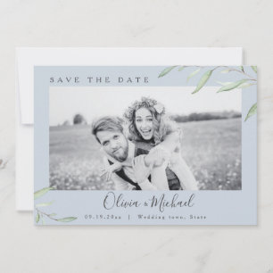Convite Foto de casamento em verde azul poeirento para sal