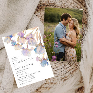 Convite Foto De Casamento Floral Da Elegante Iris