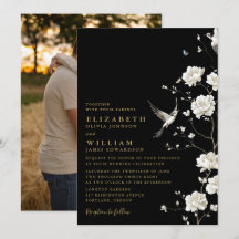 Foto de casamento floral em dourado e preto com pa