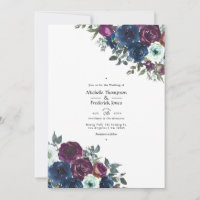 Foto de casamento floral em roxo e azul marinho