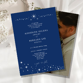Convite Foto de casamento Formal Celestial Elegante Azul M