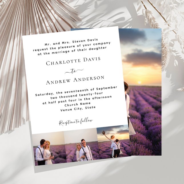 Convite Foto de casamento formal simples de luxo (Criador carregado)