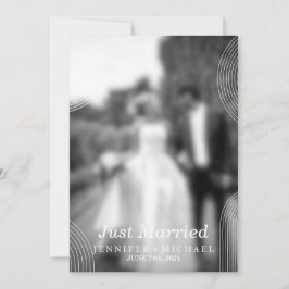 Convite Foto de casamento geométrica simples preta recém-c