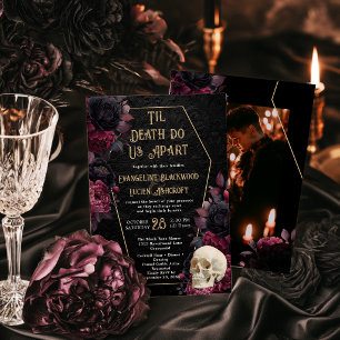 Convite Foto de casamento gótico 'Ouro Até que a Morte Nos