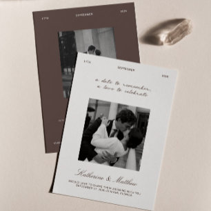 Convite Foto de Casamento Marrom para Salvar a Data