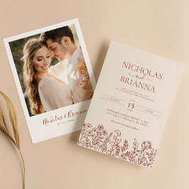 Convite Foto de Casamento Minimalista do Terracotta Wildfl