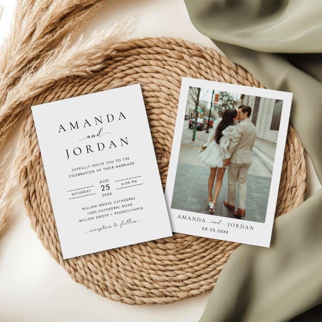 Convite Foto de Casamento Minimalista Elegante (Criador carregado)