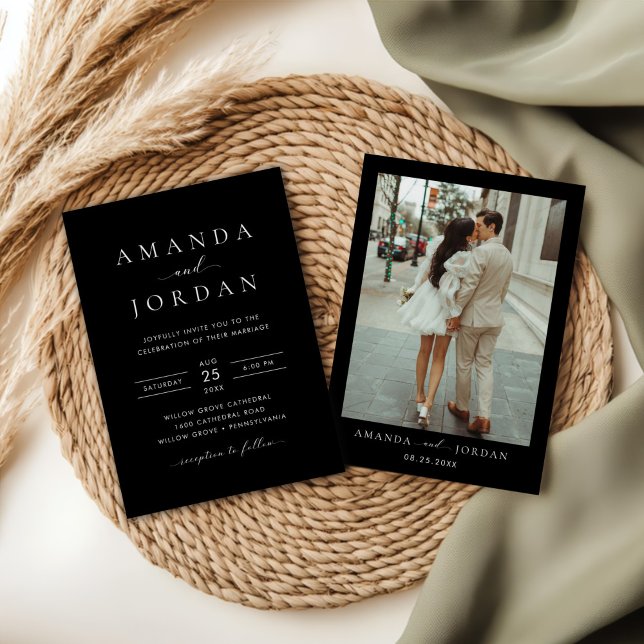 Convite Foto de Casamento Minimalista Elegante (Criador carregado)