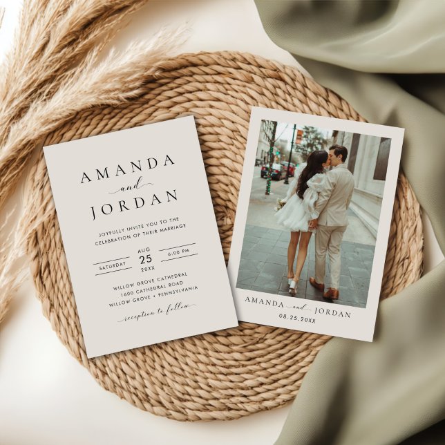 Convite Foto de Casamento Minimalista Elegante (Criador carregado)