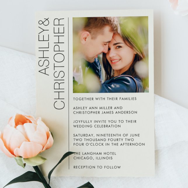 Convite Foto de casamento minimalista moderna (Criador carregado)