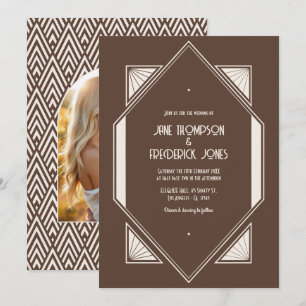 Convite Foto de casamento Mocha Truffle & Cream Silk Art D