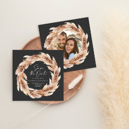 Convite Foto de casamento moderna com grama das pampas em