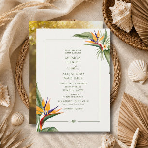 Convite Foto de Casamento na Praia Tropical com Ave do Par