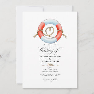 Convite Foto de casamento náutico aquarela