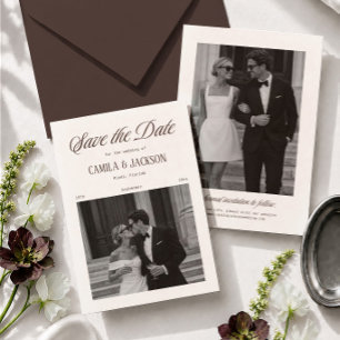 Convite Foto de Casamento no Brown Court para Salvar a Dat