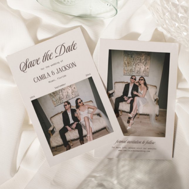 Convite Foto de Casamento no Tribunal Brown para Salvar a  (Criador carregado)
