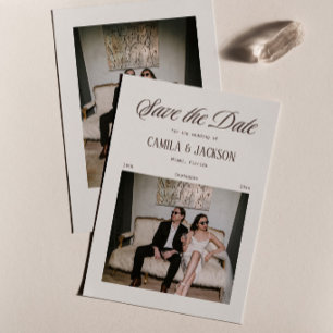 Convite Foto de Casamento no Tribunal Brown para Salvar a