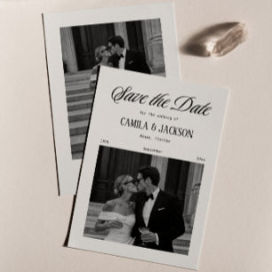 Convite Foto de Casamento no Tribunal Vintage para Salvar 