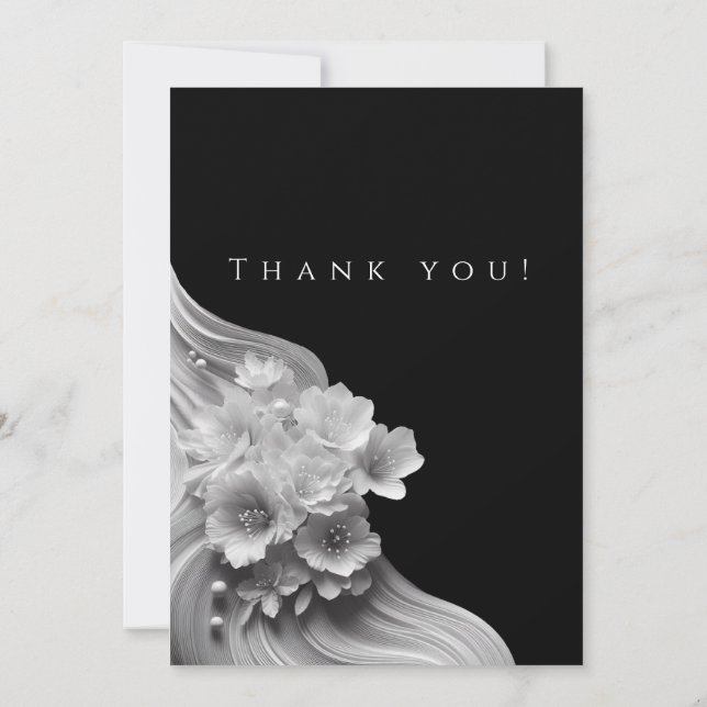 Convite Foto de casamento - Obrigado - Preto e Branco (Verso)