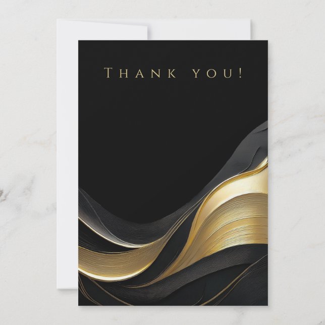 Convite Foto de casamento - Obrigado - Preto e Dourado (Verso)