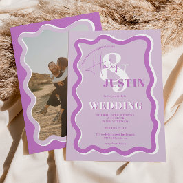 Convite Foto de casamento ondulada do rabo roxo